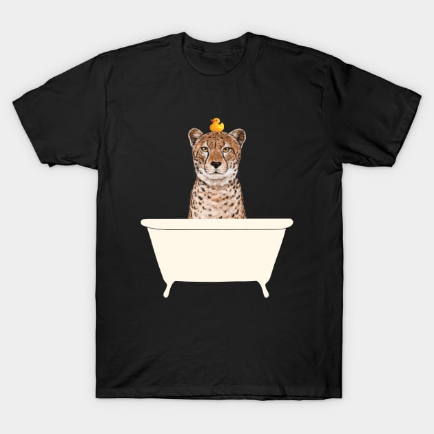 Cheetah in Bathtub T-Shirt by bignosework